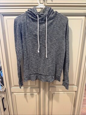 J. Crew Black & White Striped Hooded Top